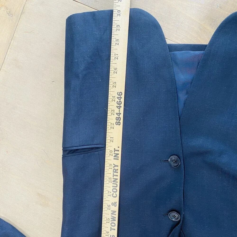 Armani Collezioni Men’s Navy Blue Suit Jacket Size 40 Italy Blazer Wool/Linen